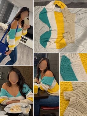 Cute Striped Off-Shoulder Knit Sweater